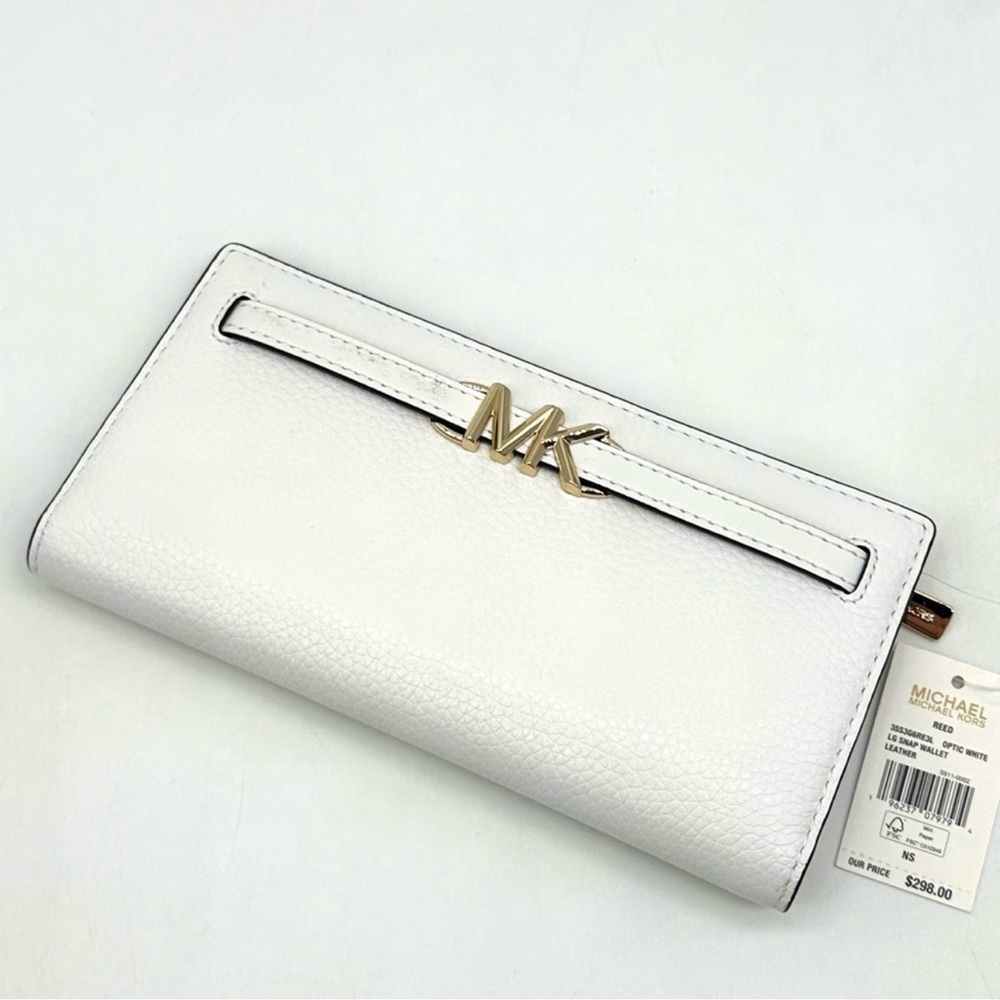 Michael Kors Reed Large Snap Bifold Wallet Optic White - Picture 6 of 9